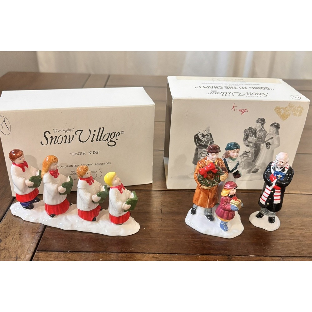 Dept 56 Original Snow Village Going to Chapel & Choir Kids Figurines Set Box